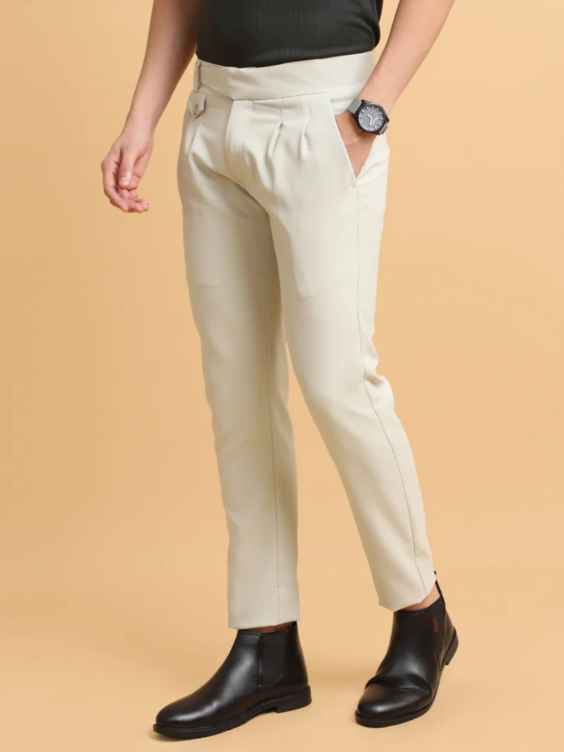 Maniac  Maniac Mens Gurkha Solid Cream Cotton Trouser for Men | Best Price UAE